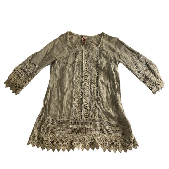 Johnny Was Boho Chic Crochet Lace Tunic Dress Gray XS - Picture 3 of 7